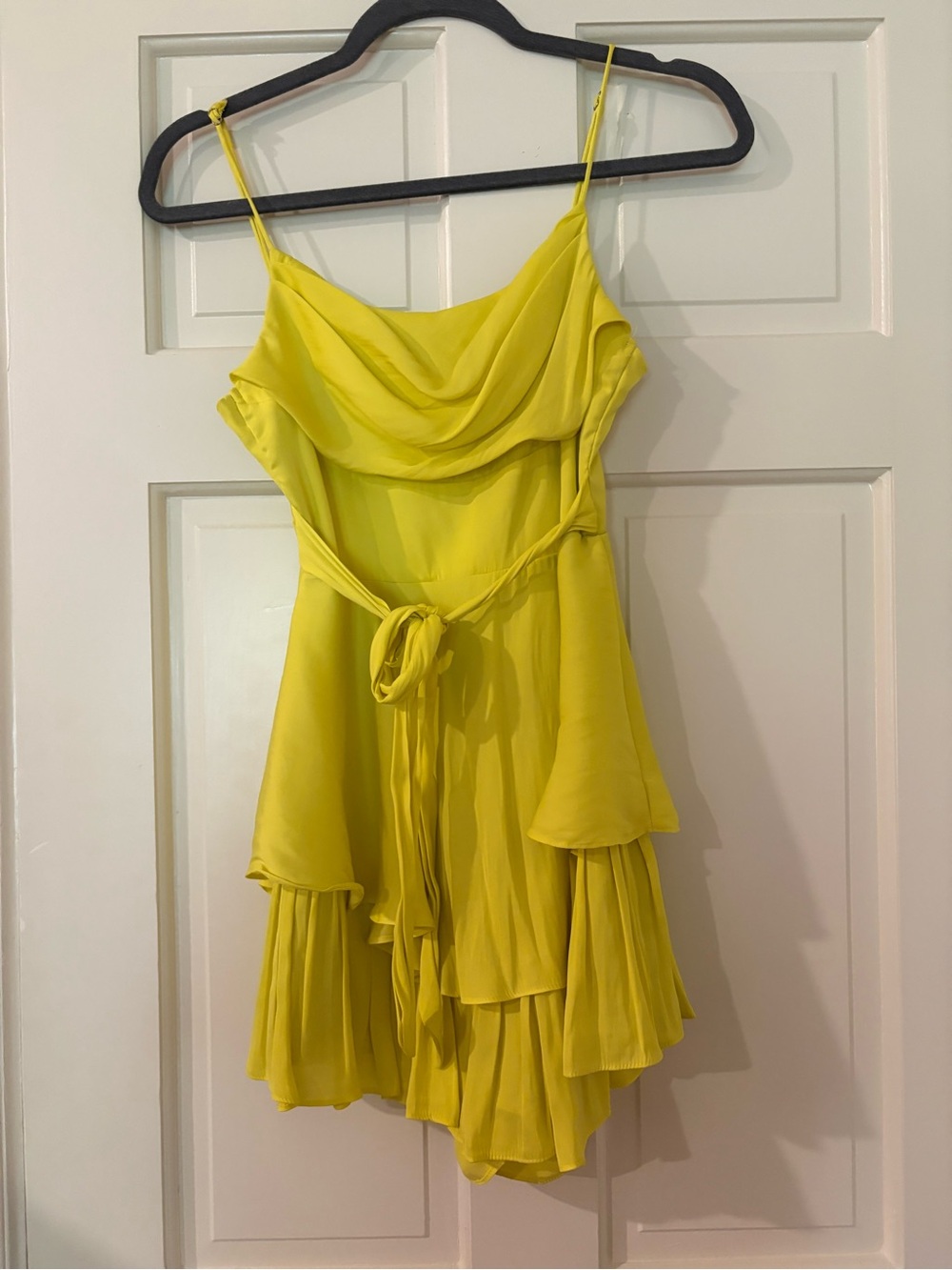 Yellow Cowl Neck Spaghetti Strap romper